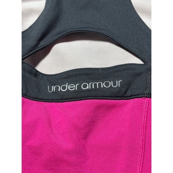 Under Armour Womens L Hot Pink & Black Racerback Athletic Tank Top - Picture 3 of 7
